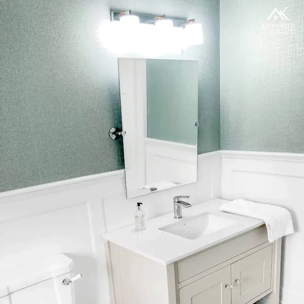 Bespoke Vanity Unit - Traditional Wall Panelling on Green Walls