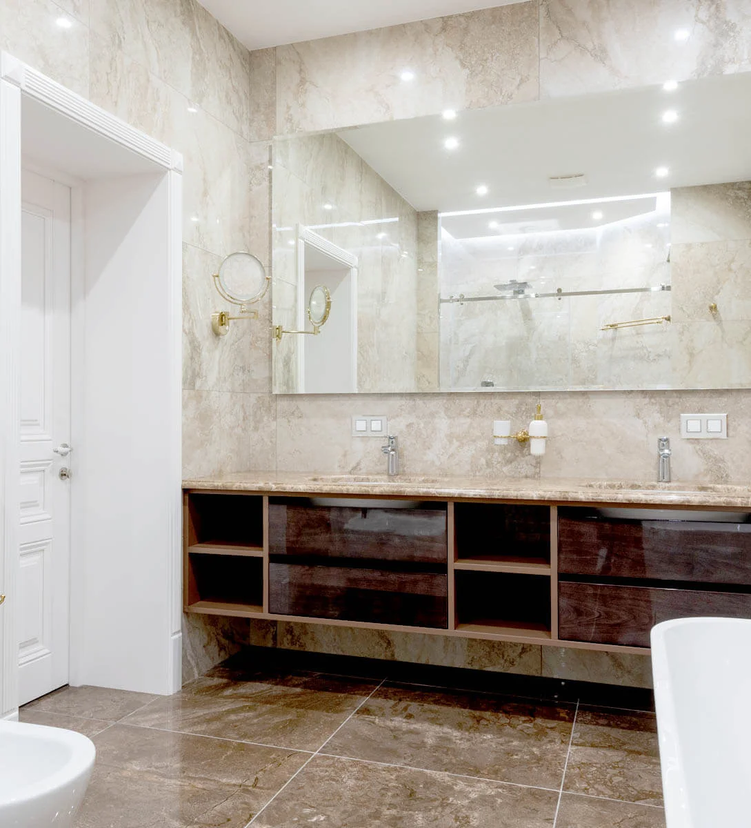 Light Brown Marble Wall Tiles - Modern Bathrooms